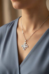 Collar Cruz de Jerusalén (G), Plata de Ley