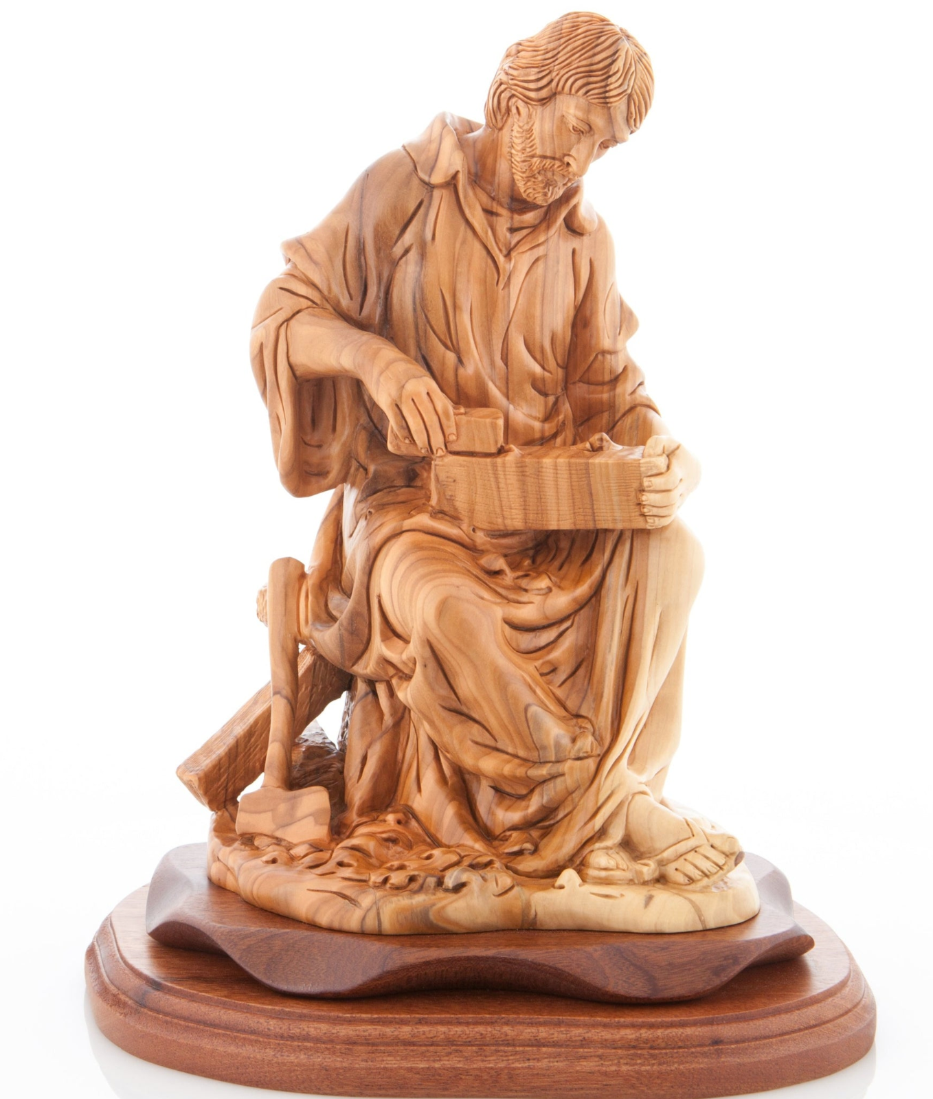 St. Joesph "The Carpenter" Masterpiece, 11.4" Holy Land Olive Wood