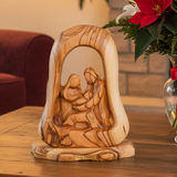 Belén de la Sagrada Familia (abstracto), figura de madera tallada de 5.1"