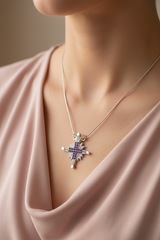 Collar magnético Estrella de Belén con gemas moradas