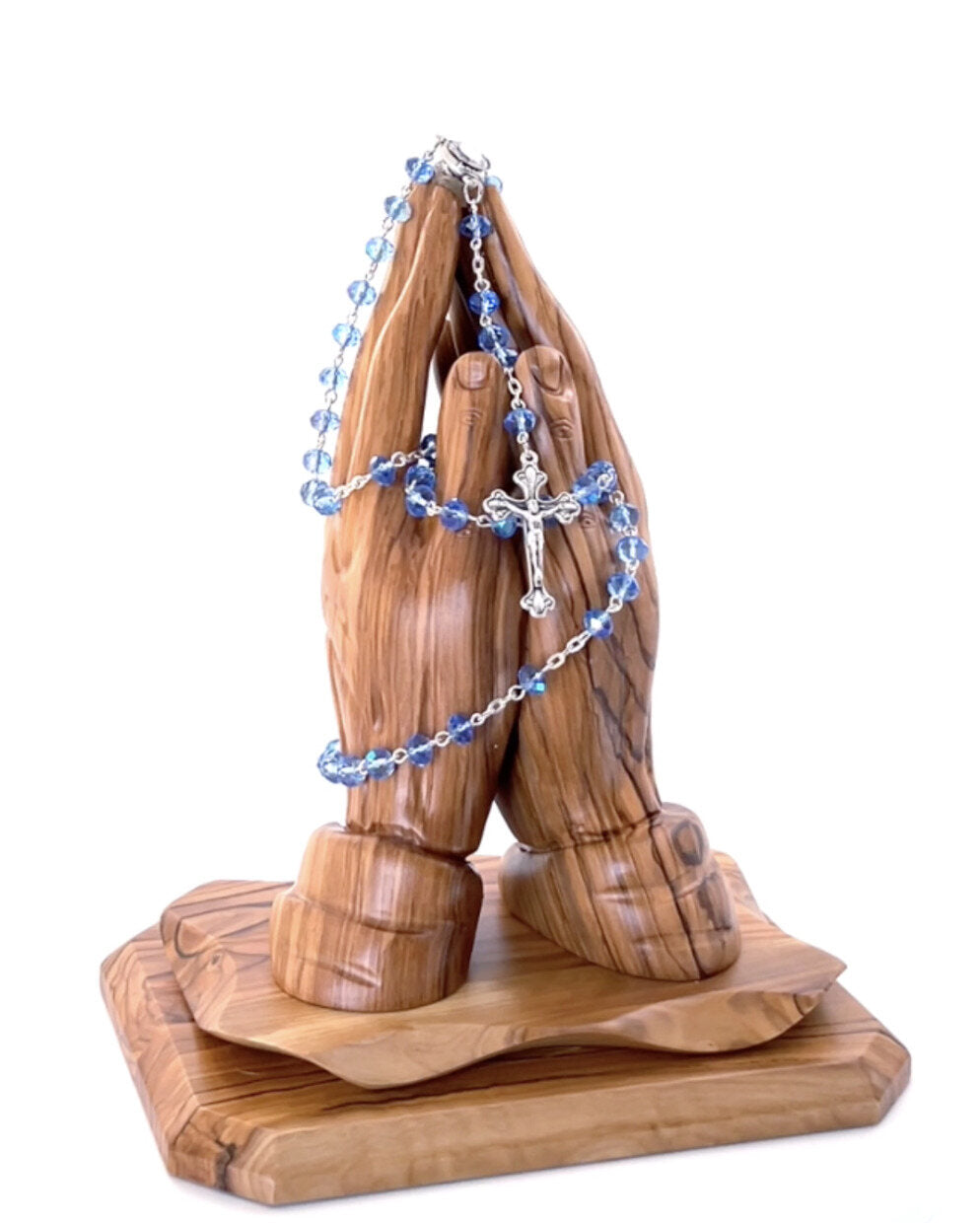 Realistic Praying Hands 8.5" , Carved from Olive Wood in the Holy Land