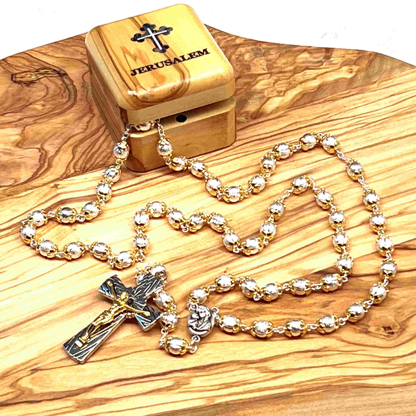 Rosary Necklace with Silver Beads