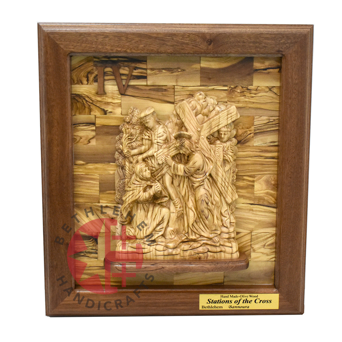 "14 Stations of The Cross" for Catholic Church, Olive Wood Carving Set