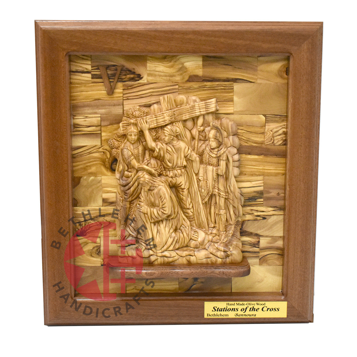 "14 Stations of The Cross" for Catholic Church, Olive Wood Carving Set