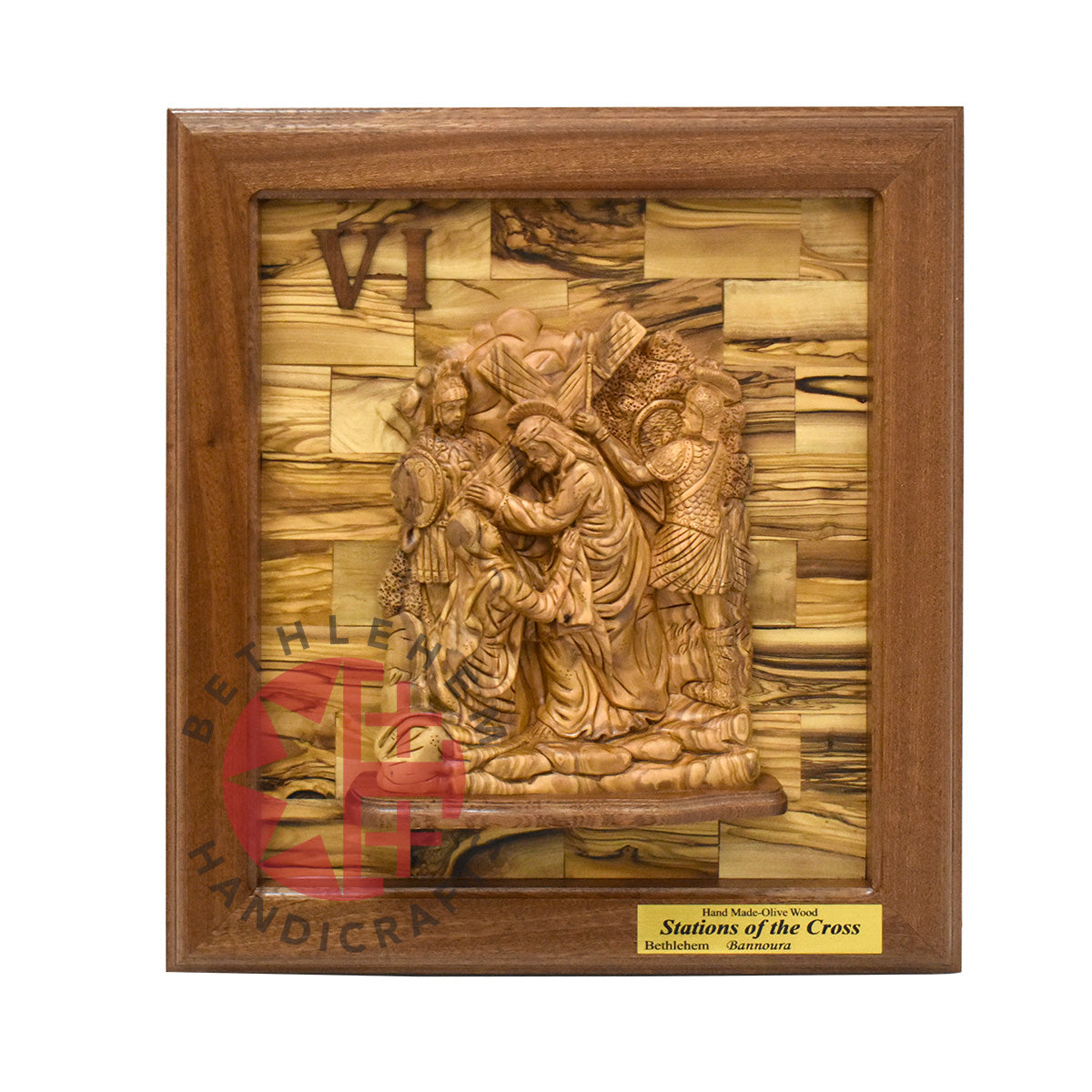 "14 Stations of The Cross" for Catholic Church, Olive Wood Carving Set