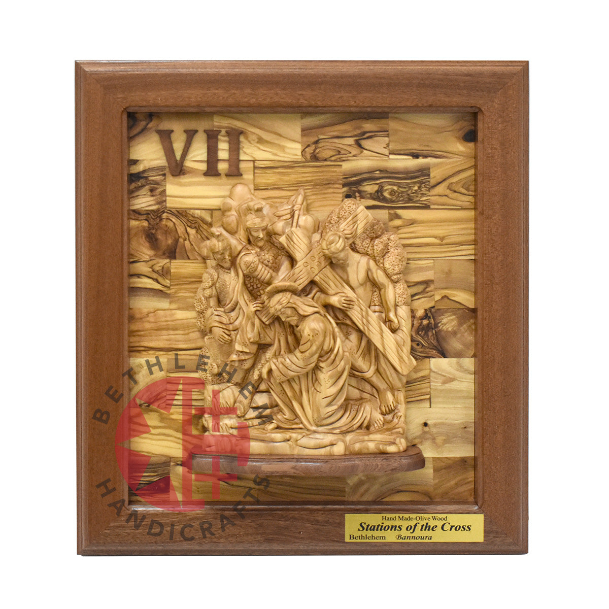 "14 Stations of The Cross" for Catholic Church, Olive Wood Carving Set