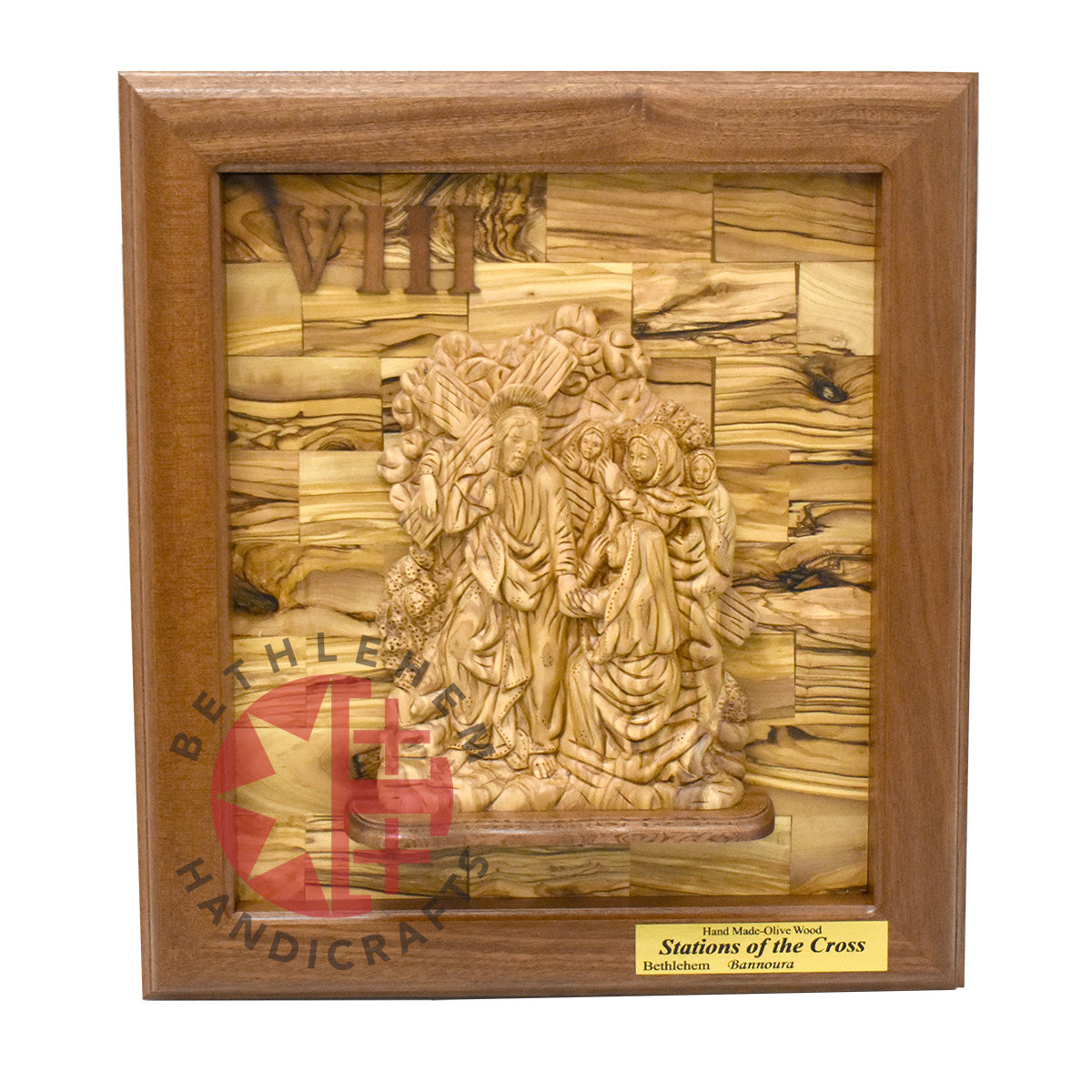 "14 Stations of The Cross" for Catholic Church, Olive Wood Carving Set