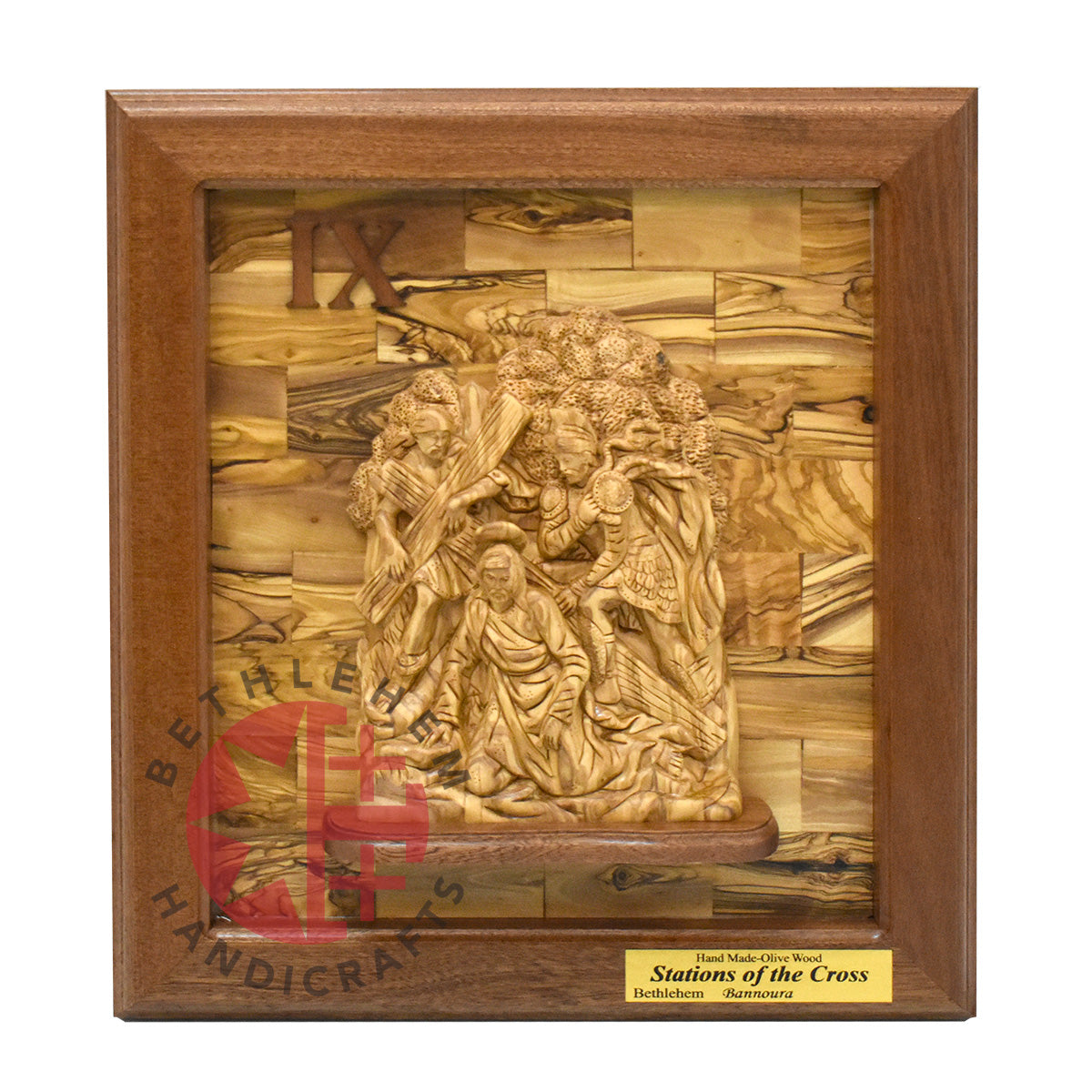 "14 Stations of The Cross" for Catholic Church, Olive Wood Carving Set