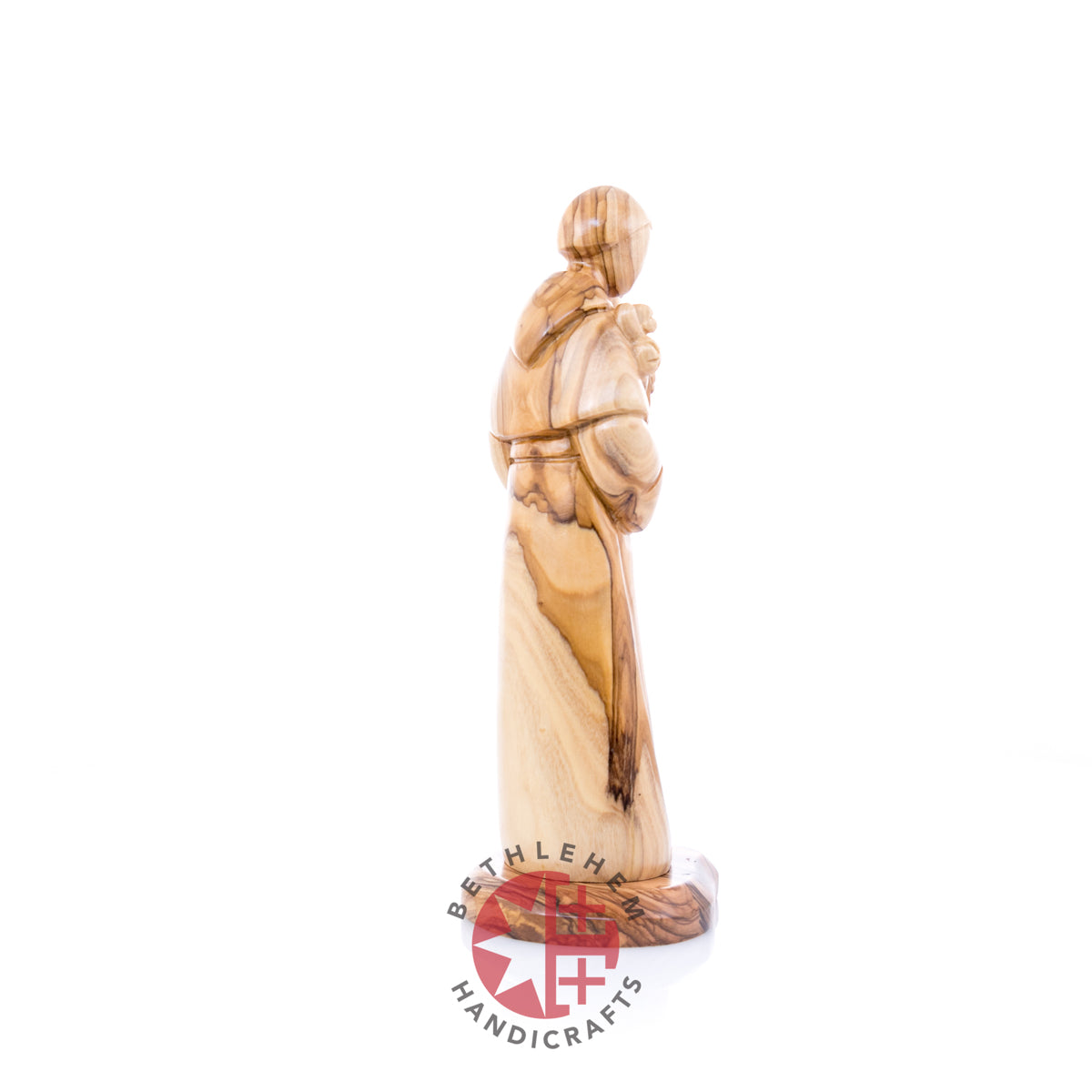 St. Anthony Holding Baby Jesus Christ Figurine, 9.1" Hand Carved Olive Wood