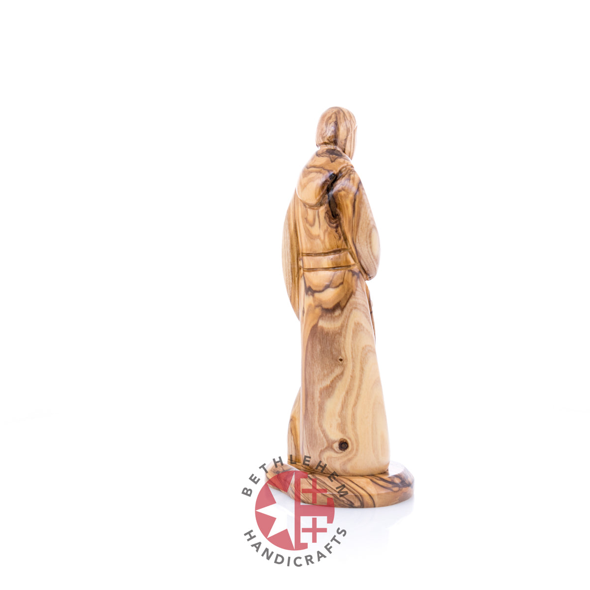 St. Francis Assisi Olive Wood Hand Carved Statue, 8.9" (Abstract)
