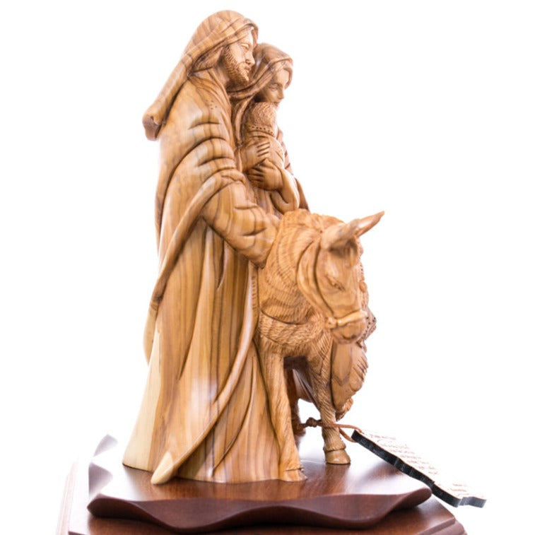 "The Flight into Egypt", 10.2" Olive Wood Carving from Holy Land