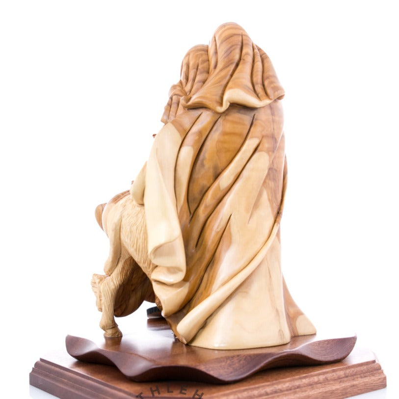 "The Flight into Egypt", 10.2" Olive Wood Carving from Holy Land