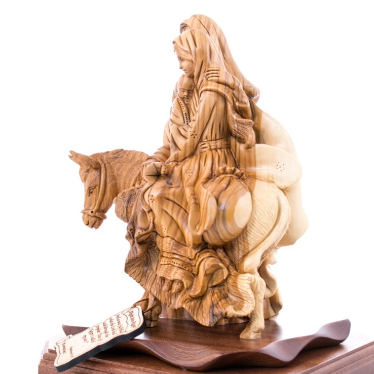 "The Flight into Egypt", 10.2" Olive Wood Carving from Holy Land