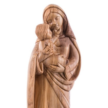 Our Lady of Peace, Virgin Mary Statue, 13.6" Olive Wood Carving Statue from Bethlehem
