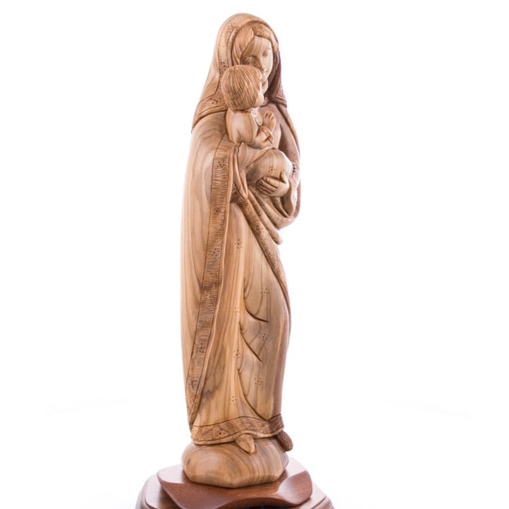 Our Lady of Peace, Virgin Mary Statue, 13.6" Olive Wood Carving Statue from Bethlehem