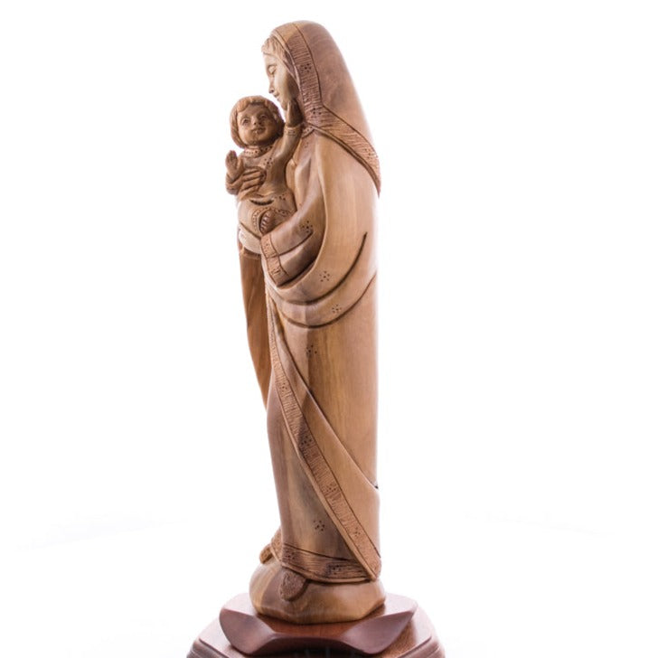Our Lady of Peace, Virgin Mary Statue, 13.6" Olive Wood Carving Statue from Bethlehem