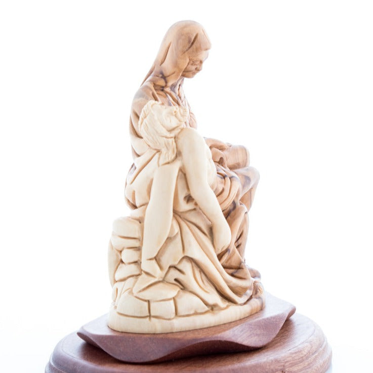 Hand Carved Olive Wood Pieta Sculpture - Statuettes - Bethlehem Handicrafts