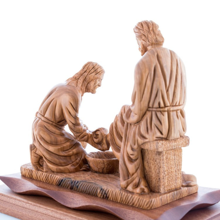 Carved Wooden Jesus Washing the Feet's Statue - Statuettes - Bethlehem Handicrafts