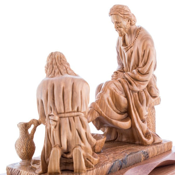 Carved Wooden Jesus Washing the Feet's Statue - Statuettes - Bethlehem Handicrafts