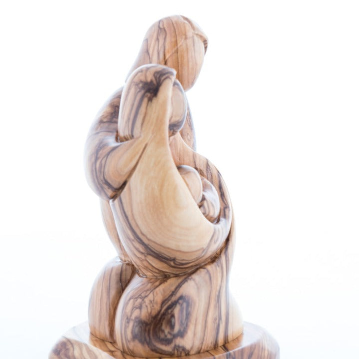 Hand Carved Abstract Olive Wood Figurine of the Holy Family - Statuettes - Bethlehem Handicrafts