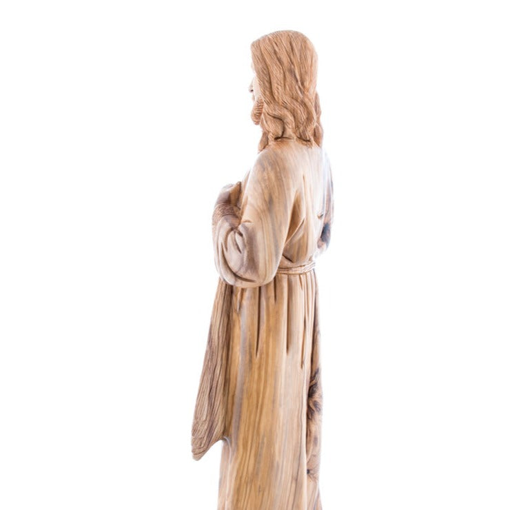 Carved Olive Wood Divine Mercy's Statue - Statuettes - Bethlehem Handicrafts