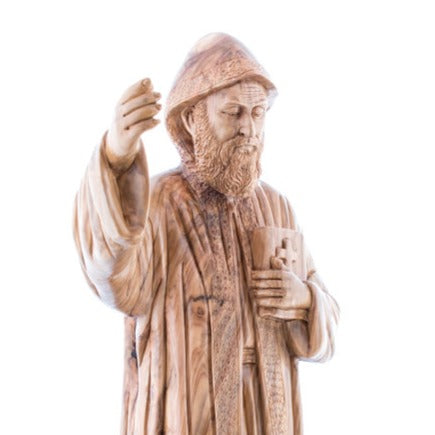 St. Charbel Olive Wood Hand Carved Statue 20.5"