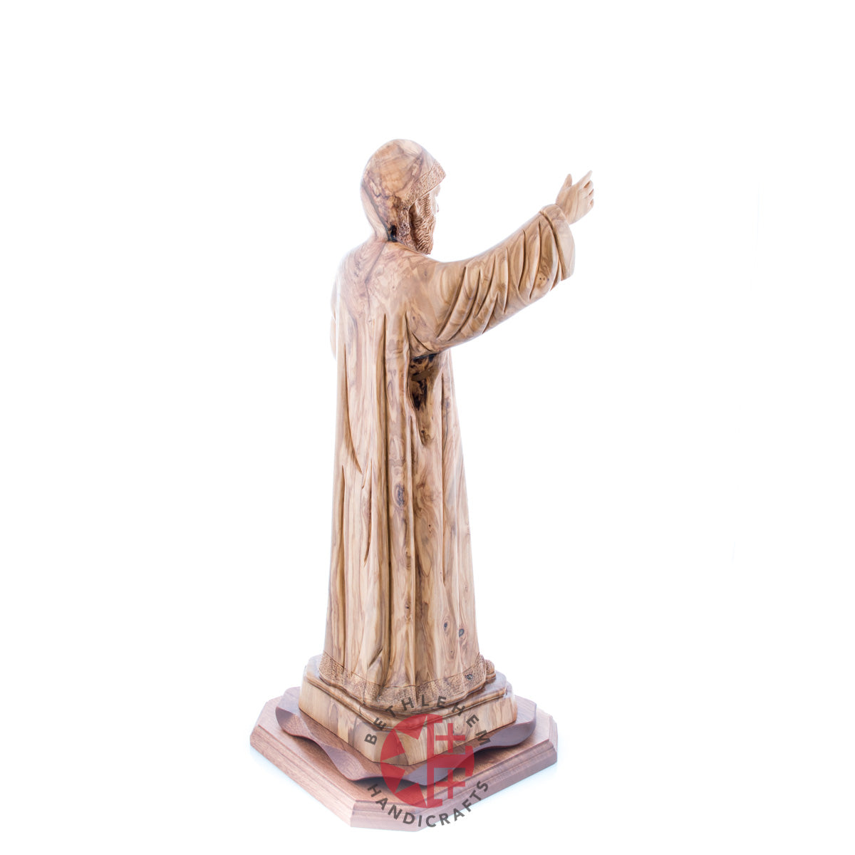 St. Charbel Olive Wood Hand Carved Statue 20.5"