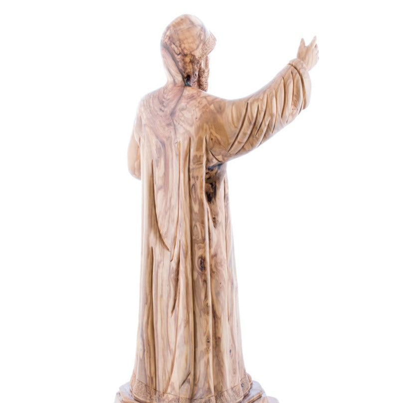 St. Charbel Olive Wood Hand Carved Statue 20.5"