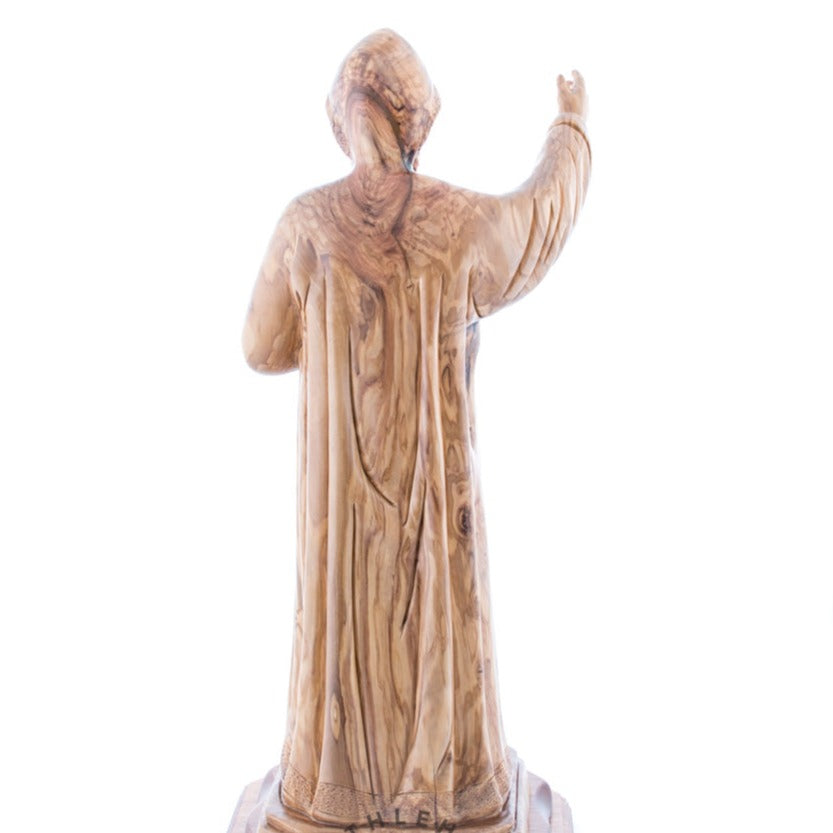 St. Charbel Olive Wood Hand Carved Statue 20.5"