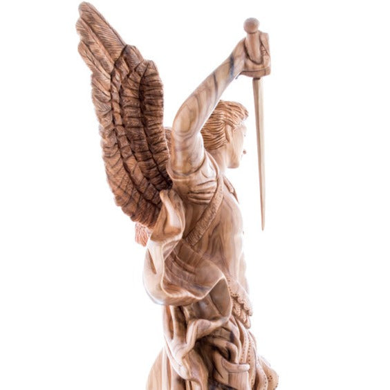 Hand Carved Wooden Statue of Saint Michael - Statuettes - Bethlehem Handicrafts