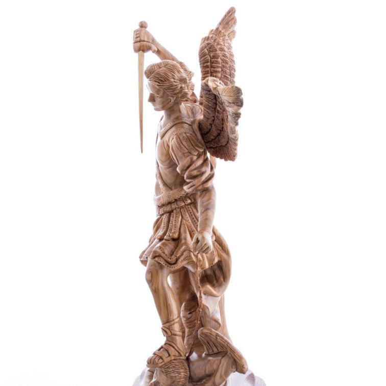 Hand Carved Wooden Statue of Saint Michael - Statuettes - Bethlehem Handicrafts