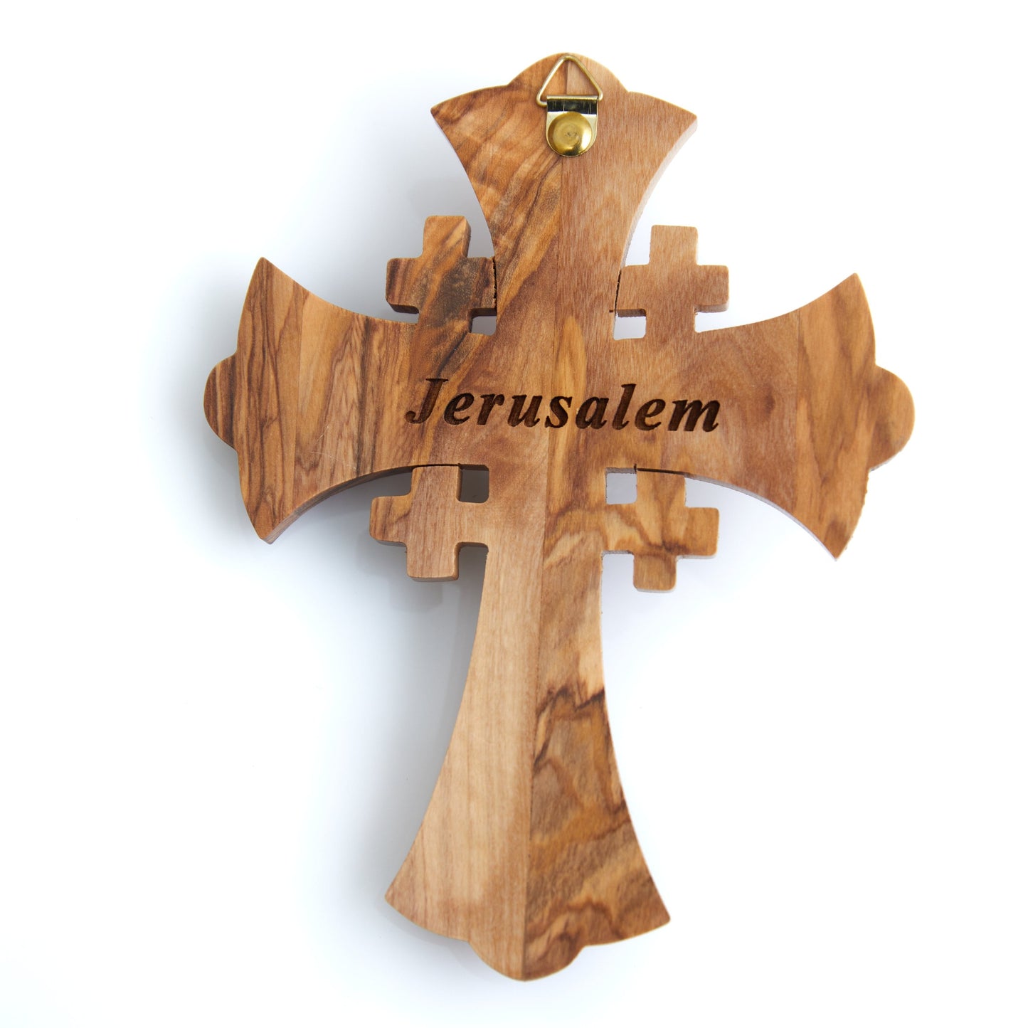 7" Crucifix with "Jerusalem" Engraved on Back, Wooden Hand Made