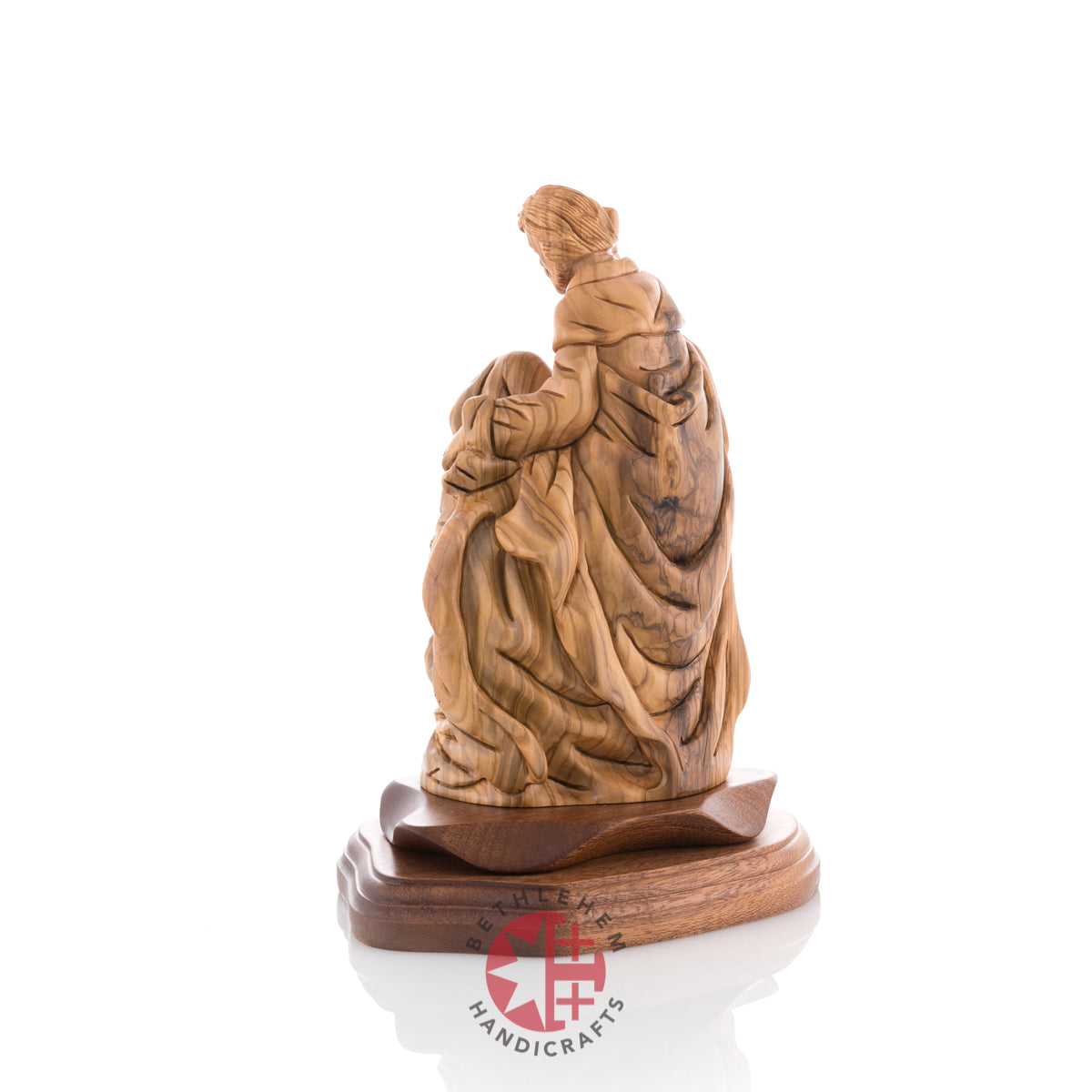 Holy Family Nativity Sculpture, 9" Carved Olive Wood