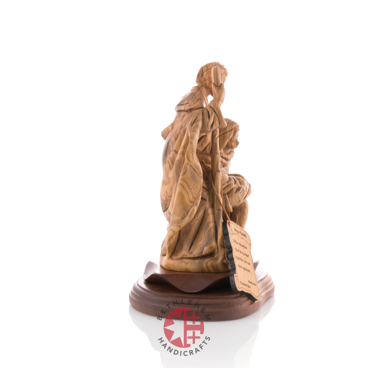 Holy Family Nativity Sculpture, 9" Carved Olive Wood