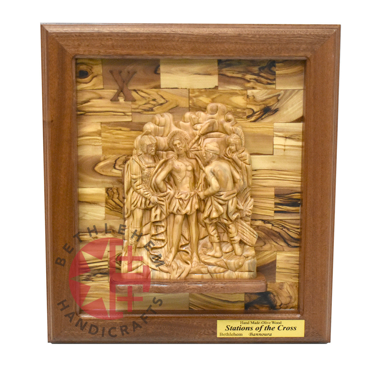 "14 Stations of The Cross" for Catholic Church, Olive Wood Carving Set