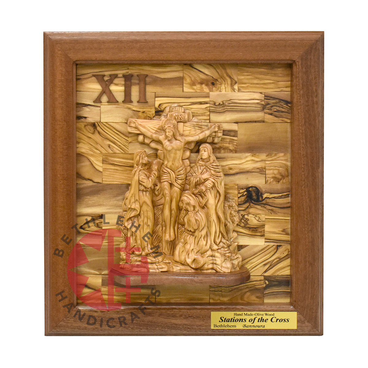 "14 Stations of The Cross" for Catholic Church, Olive Wood Carving Set