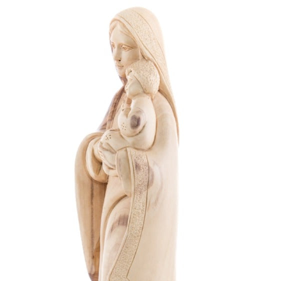 Virgin Mary Mother and Holy Child, 11.4" Olive Wood Carving Statue from Bethlehem