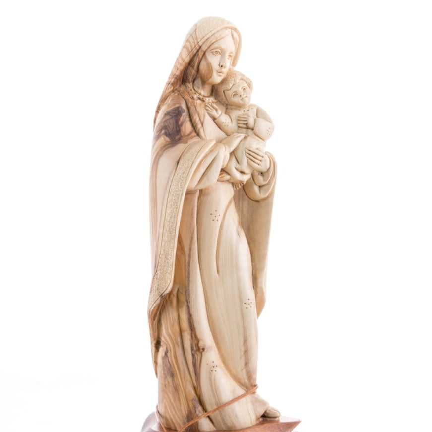 Virgin Mary Mother and Holy Child, 11.4" Olive Wood Carving Statue from Bethlehem