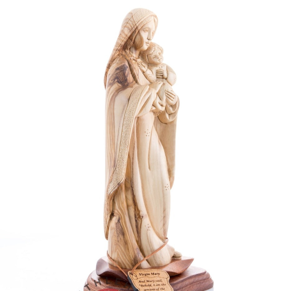 Virgin Mary Mother and Holy Child, 11.4" Olive Wood Carving Statue from Bethlehem