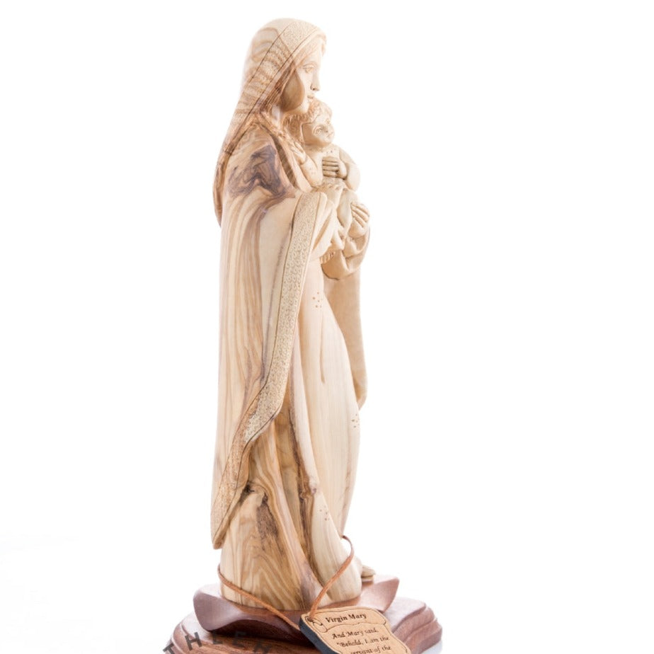 Virgin Mary Mother and Holy Child, 11.4" Olive Wood Carving Statue from Bethlehem