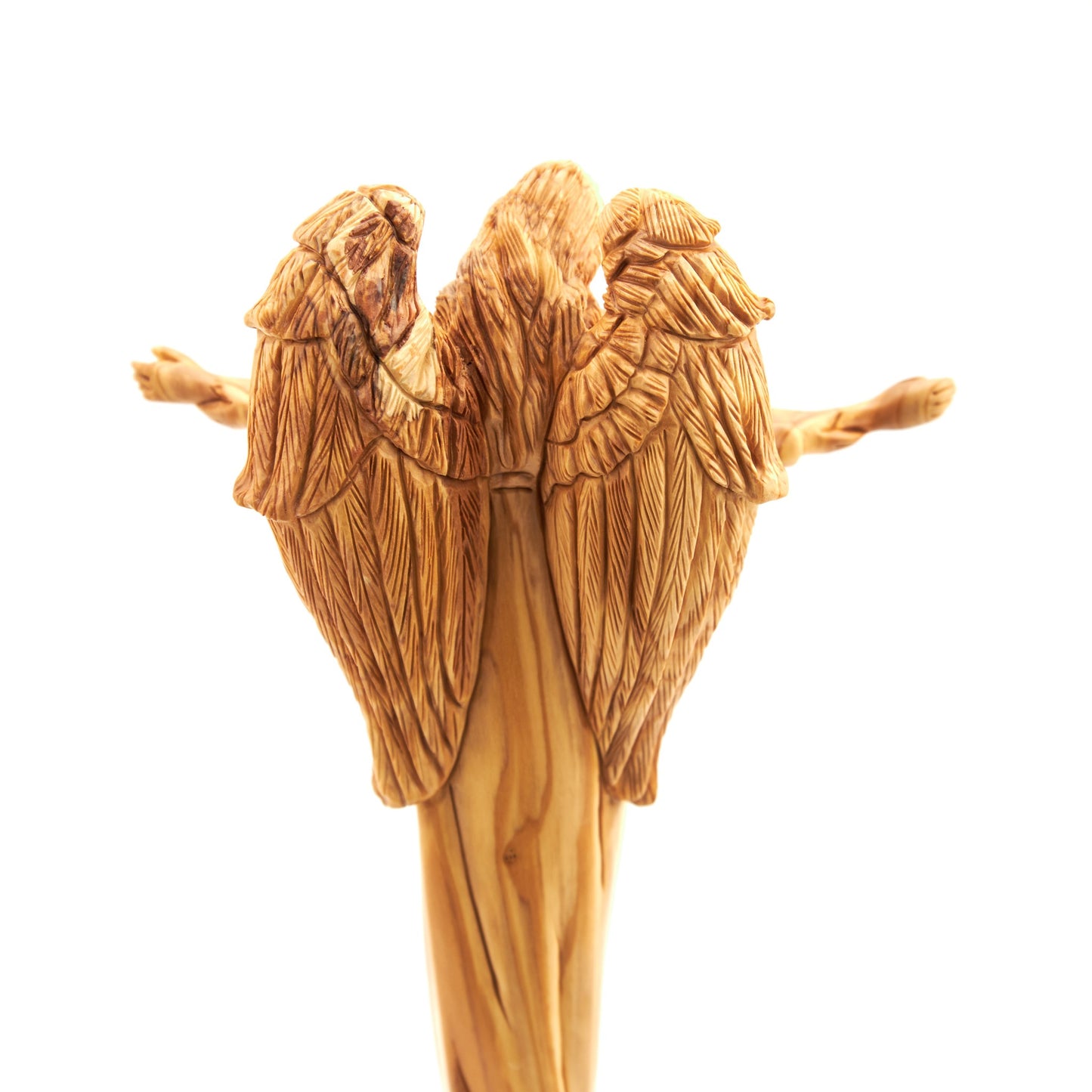 Jesus Christ "Crucified with Angel" Wooden Sculpture 11.4"