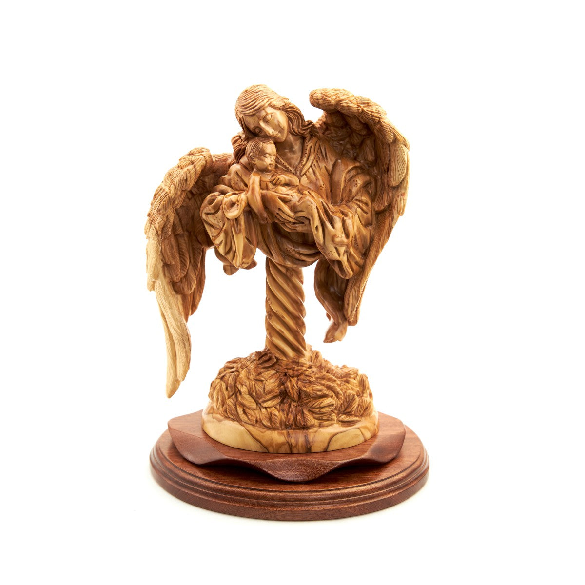 Jesus Holding Baby with Angel Wings Carvings, 11.8"