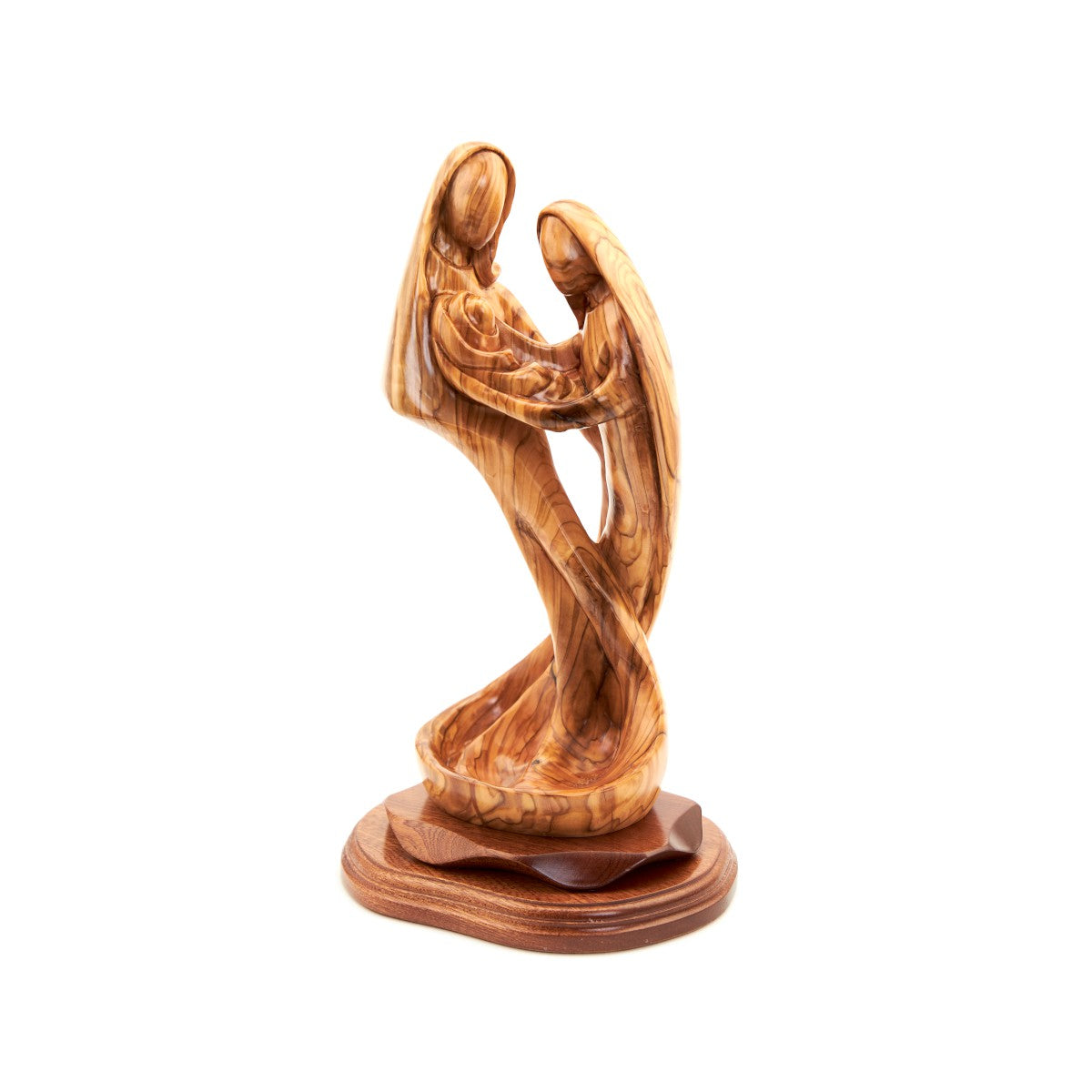 Holy Family Sculpture, Carved Olive Wood, 13"