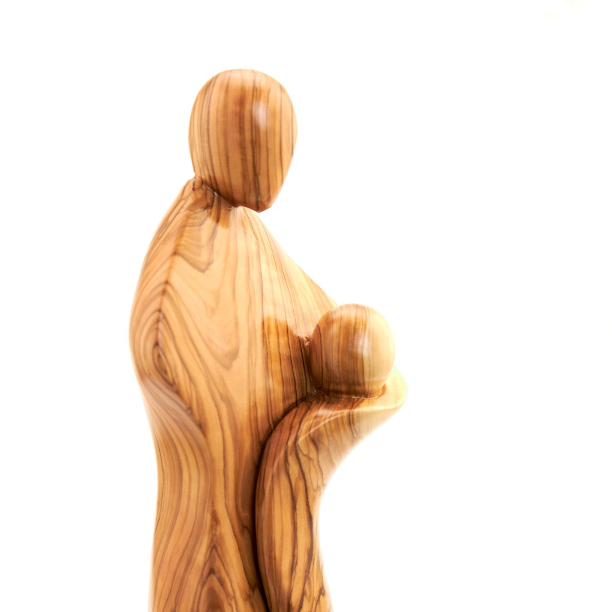 Virgin Mary with Baby Jesus Statue Abstract, 17.3" Olive Wood Carving Statue from Bethlehem