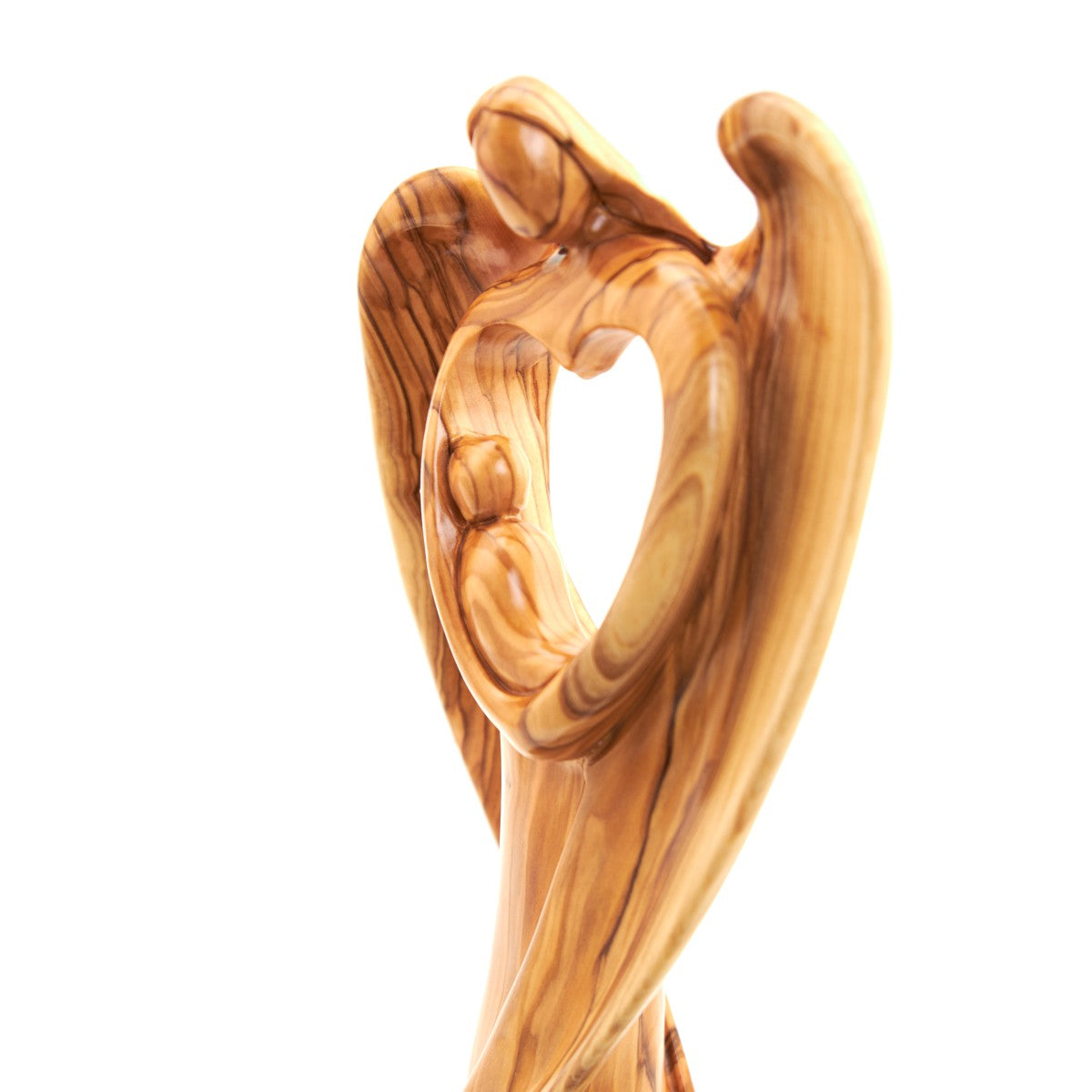 Jesus Christ with Angel Carving, 12.2" Holy Land Olive Wood