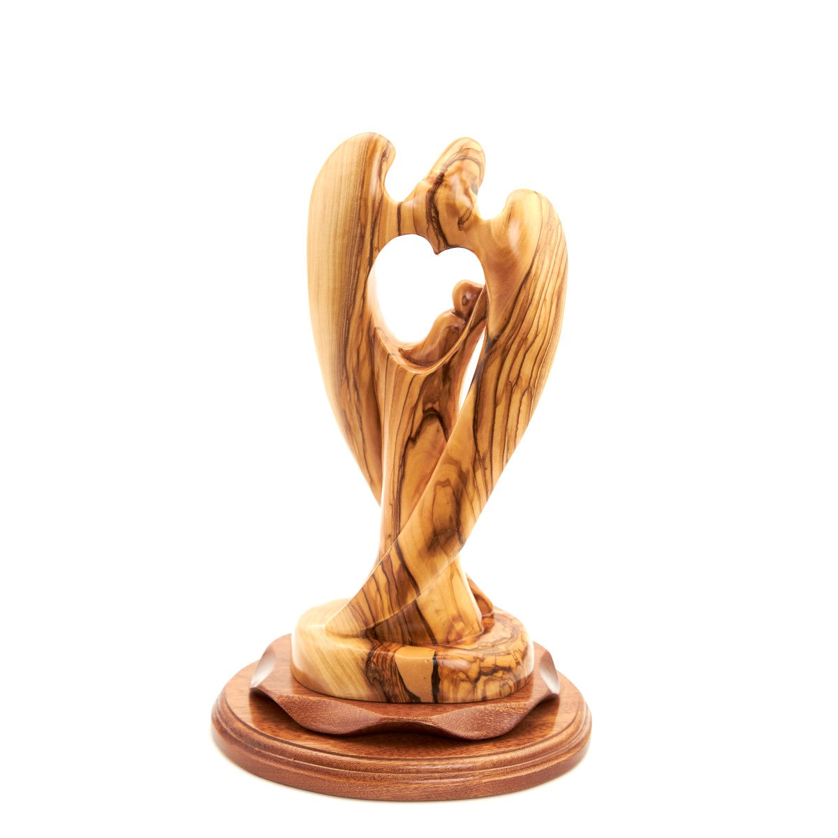 Jesus Christ with Angel Carving, 12.2" Holy Land Olive Wood