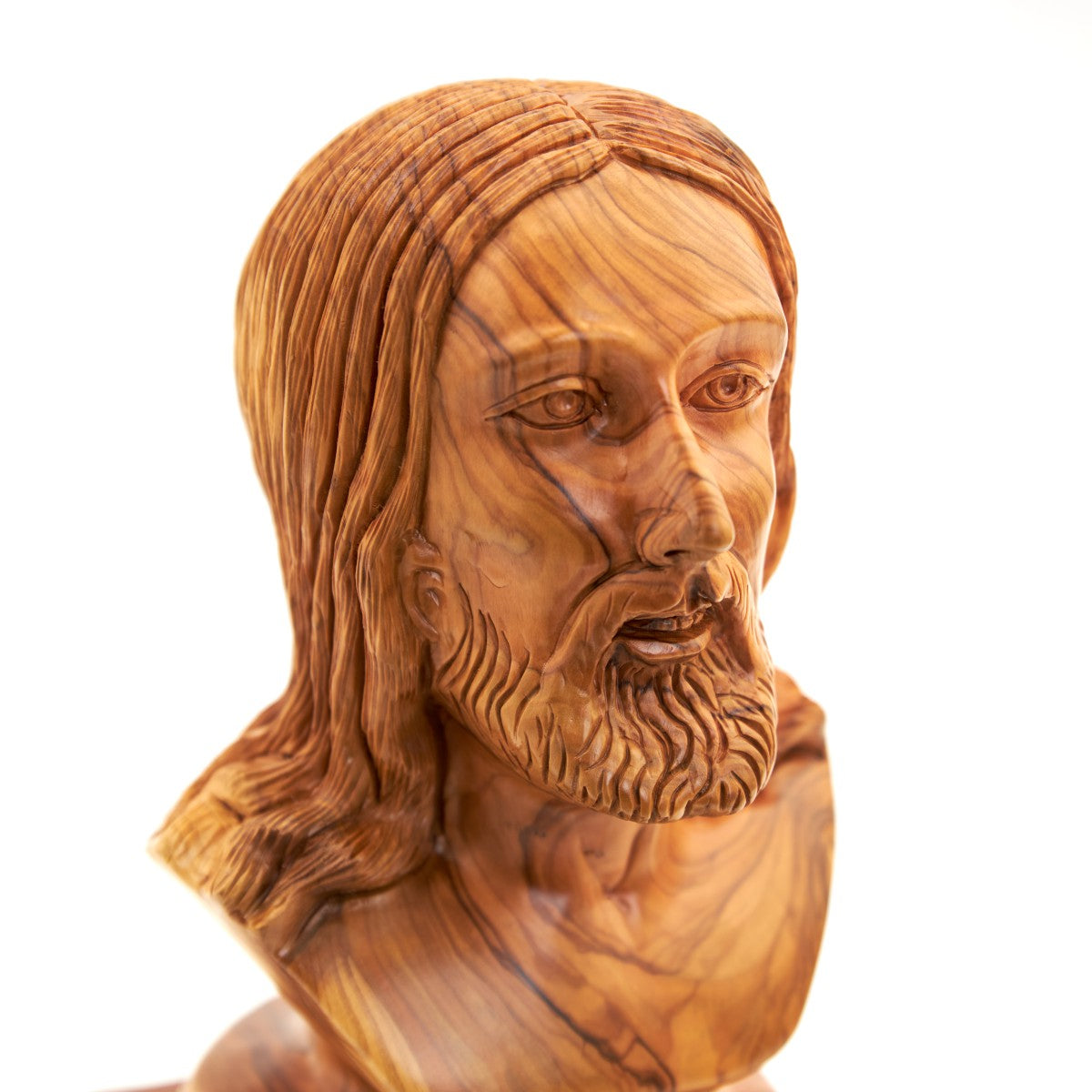 Bust of Jesus Christ, Wooden Sculpture 10.6"