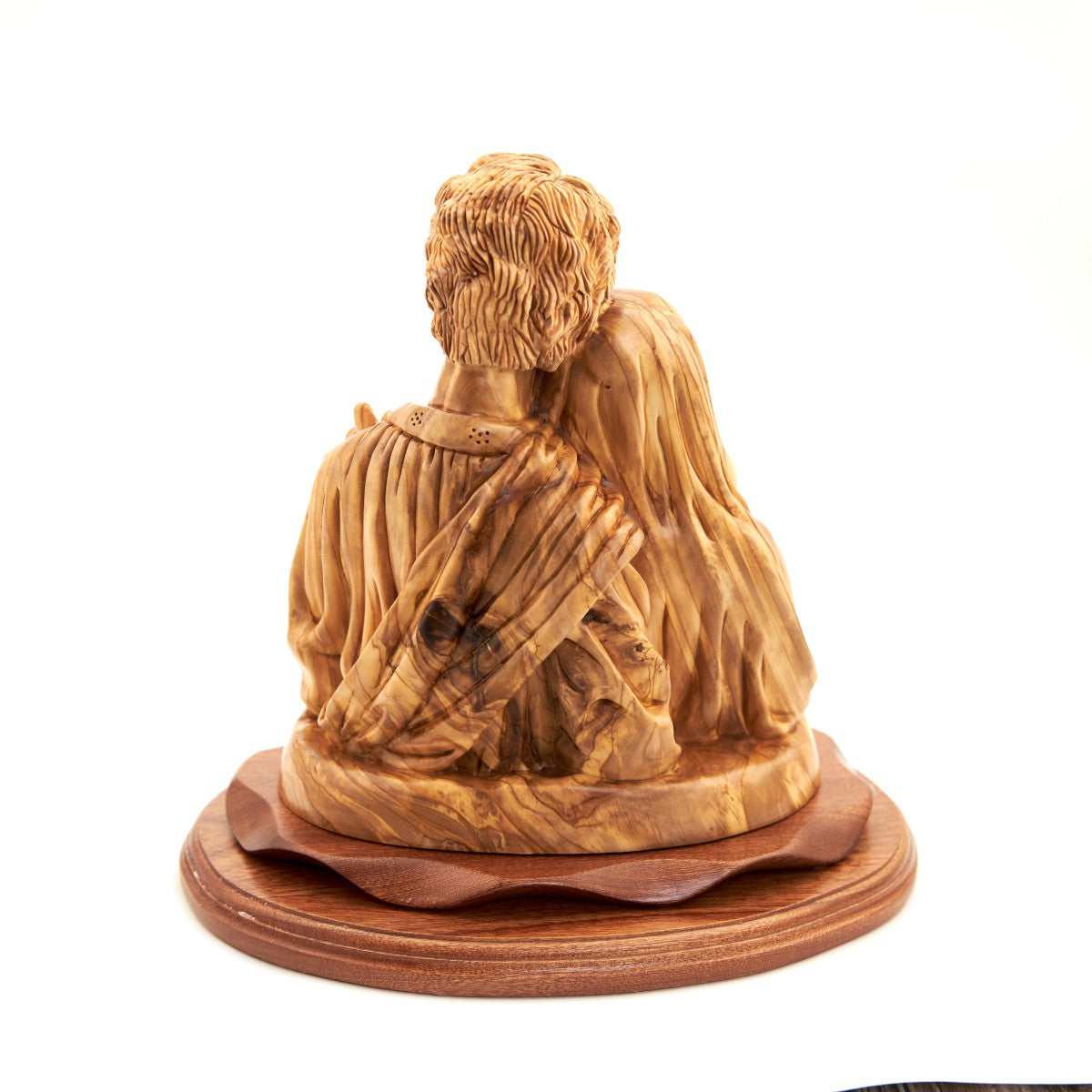 Holy Family Nativity Christmas Sculpture, 12.2" Carved Olive Wood