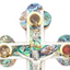 Abalone Mother of Pearl Cross Crucifix from Holy Land 14 Stations of Cross Engraved on Back Olive Wood Handmade