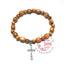Oval Olive Wood 9*6 mm Beads Bracelet with Crucifix Pendant